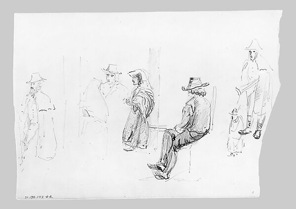 Figures (from Switzerland 1870 Sketchbook), John Singer Sargent (American, Florence 1856–1925 London), Graphite on off-white wove paper, American