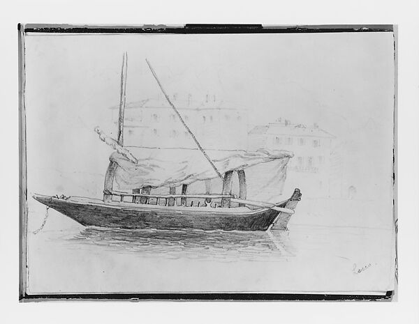 Boat on Lake Lecco (from Switzerland 1870 Sketchbook), John Singer Sargent (American, Florence 1856–1925 London), Graphite on off-white wove paper, American 