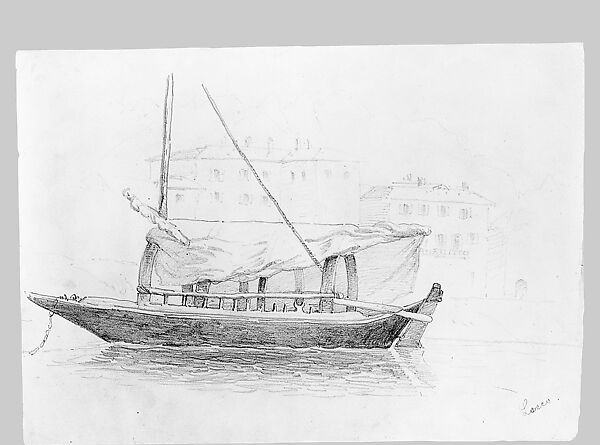 Boat on Lake Lecco (from Switzerland 1870 Sketchbook), John Singer Sargent (American, Florence 1856–1925 London), Graphite on off-white wove paper, American
