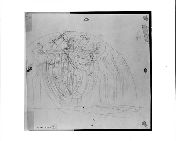 Trinity Lunette, Study for South End of the Special Collections Hall, John Singer Sargent (American, Florence 1856–1925 London), Graphite on off-white wove paper, American
