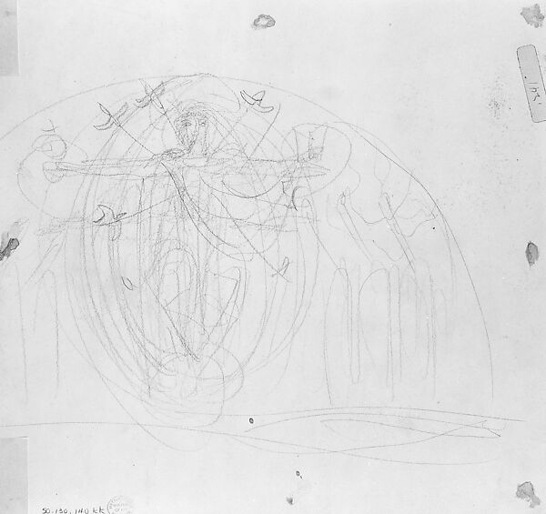 Trinity Lunette, Study for South End of the Special Collections Hall, John Singer Sargent (American, Florence 1856–1925 London), Graphite on off-white wove paper, American 
