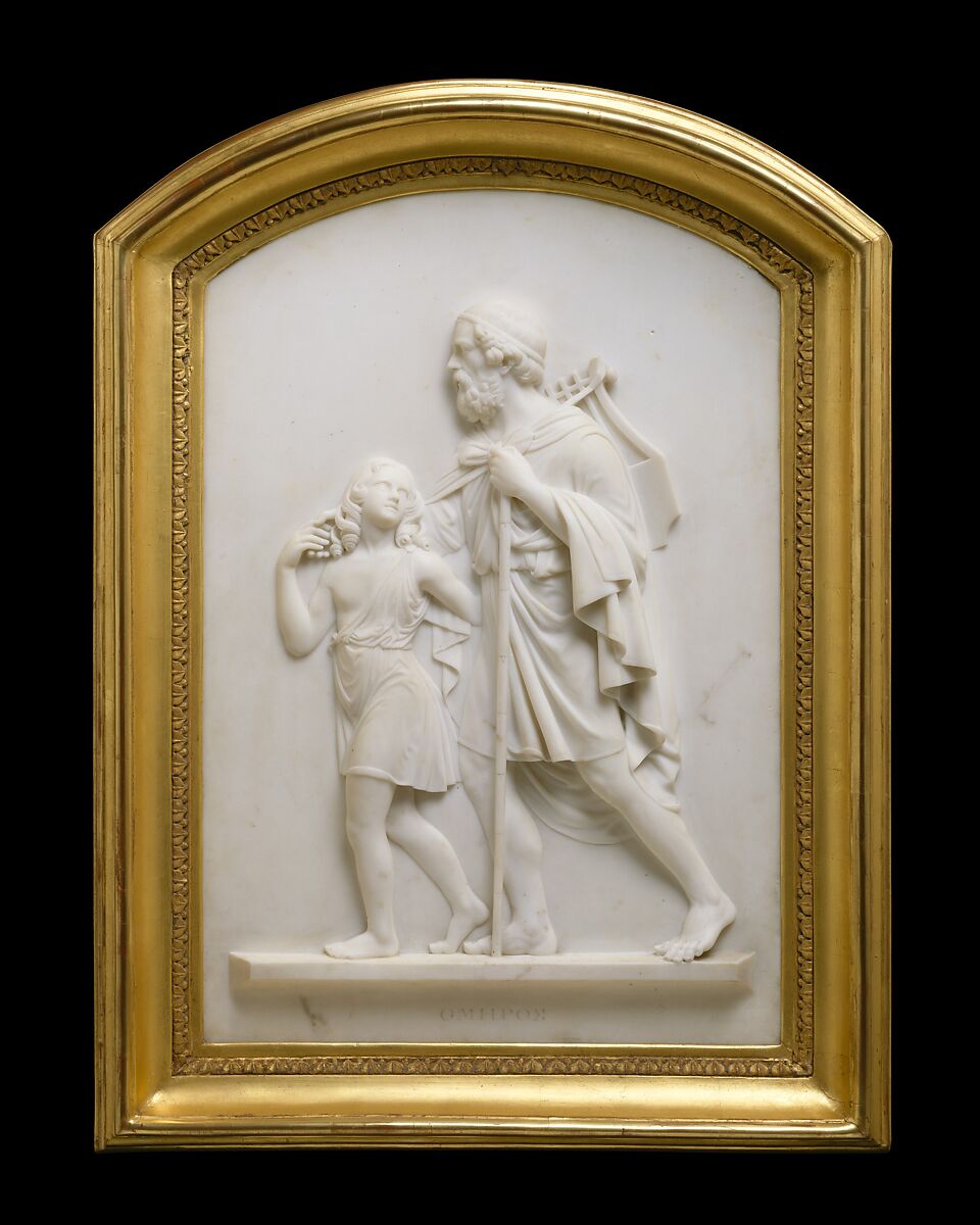 Blind Homer Led by the Genius of Poetry, Edward Sheffield Bartholomew  American, Marble, American