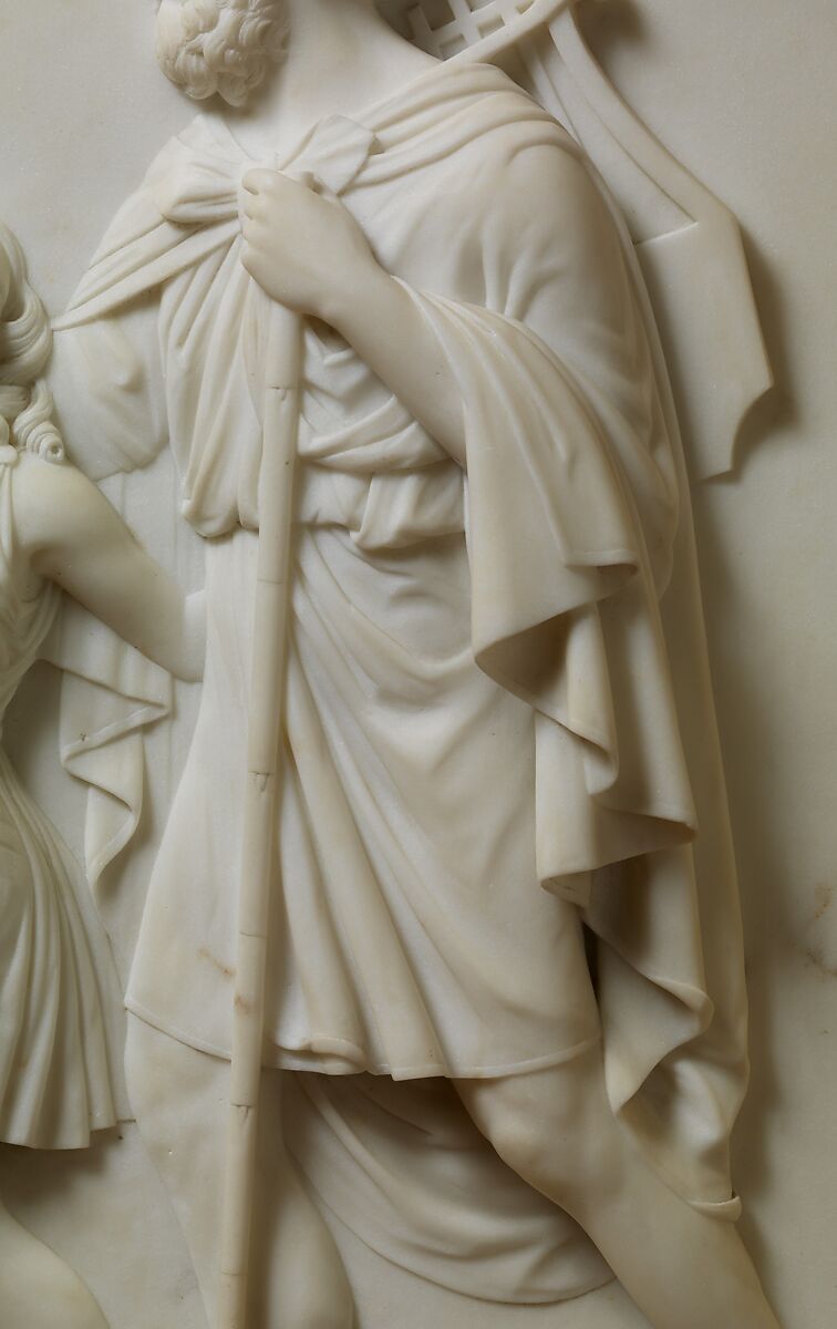 Blind Homer Led by the Genius of Poetry, Edward Sheffield Bartholomew (1822–1858), Marble, American