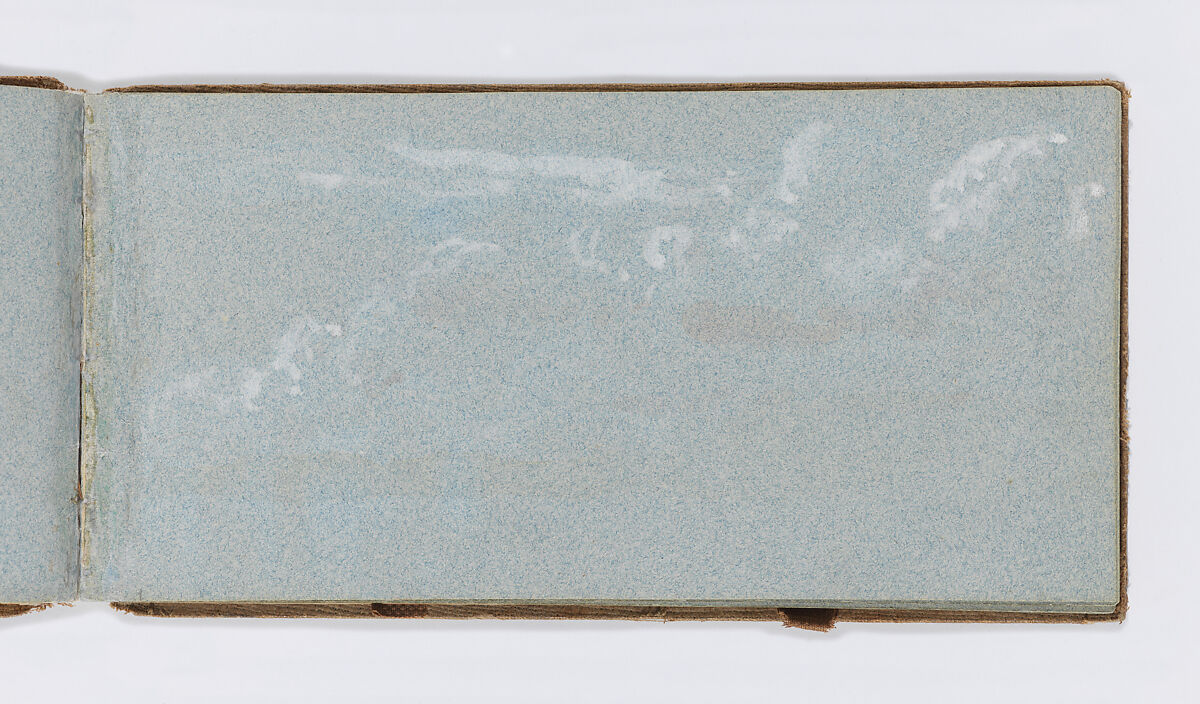 Cloud Study (recto, from sketchbook), Jervis McEntee (American, Rondout, New York 1828–1891 Rondout, New York), White gouache on blue paper, American