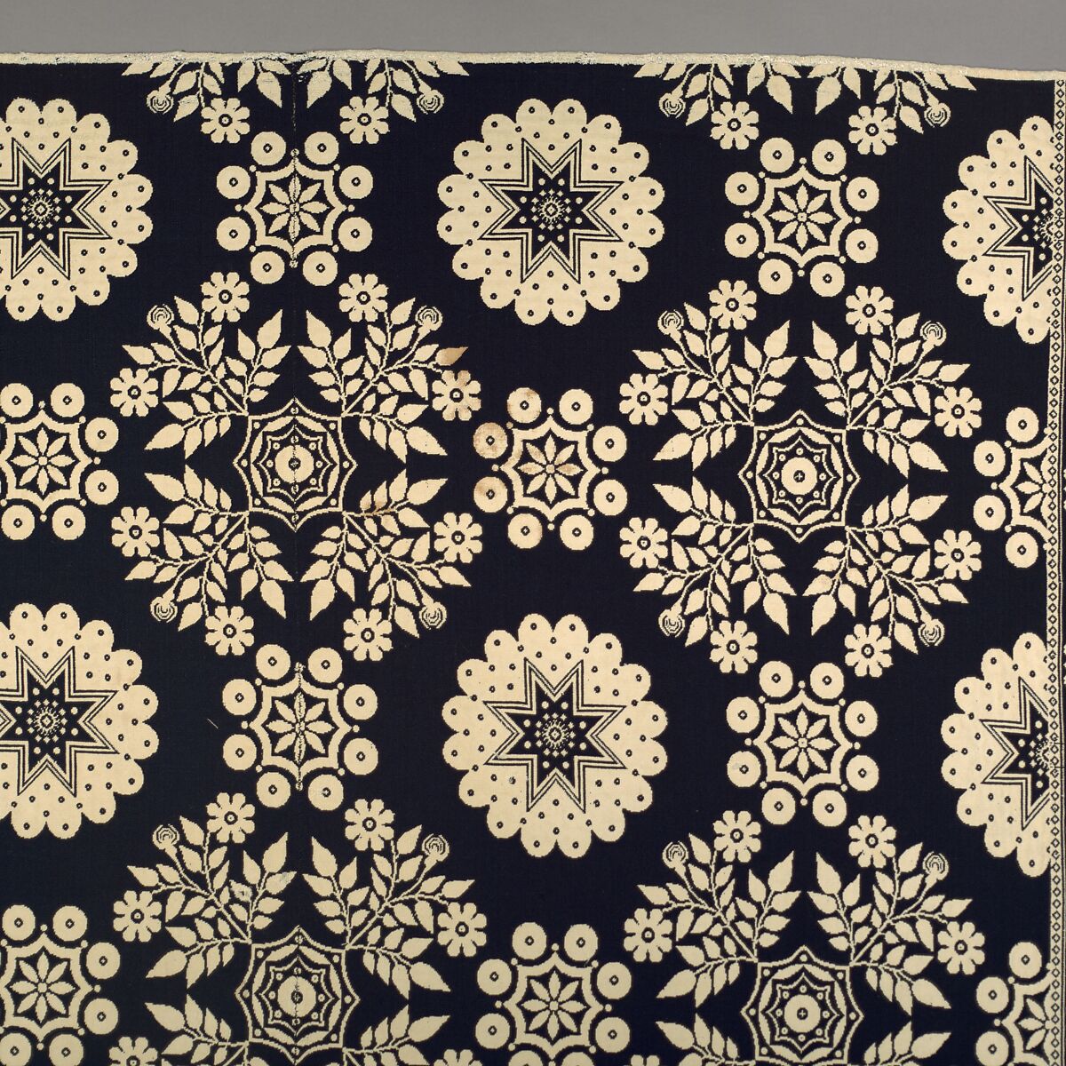 Coverlet, Harry Tyler (1801–1858), Wool and cotton, woven, American