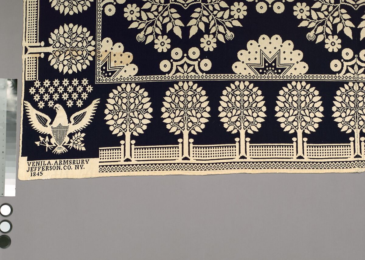 Coverlet, Harry Tyler (1801–1858), Wool and cotton, woven, American