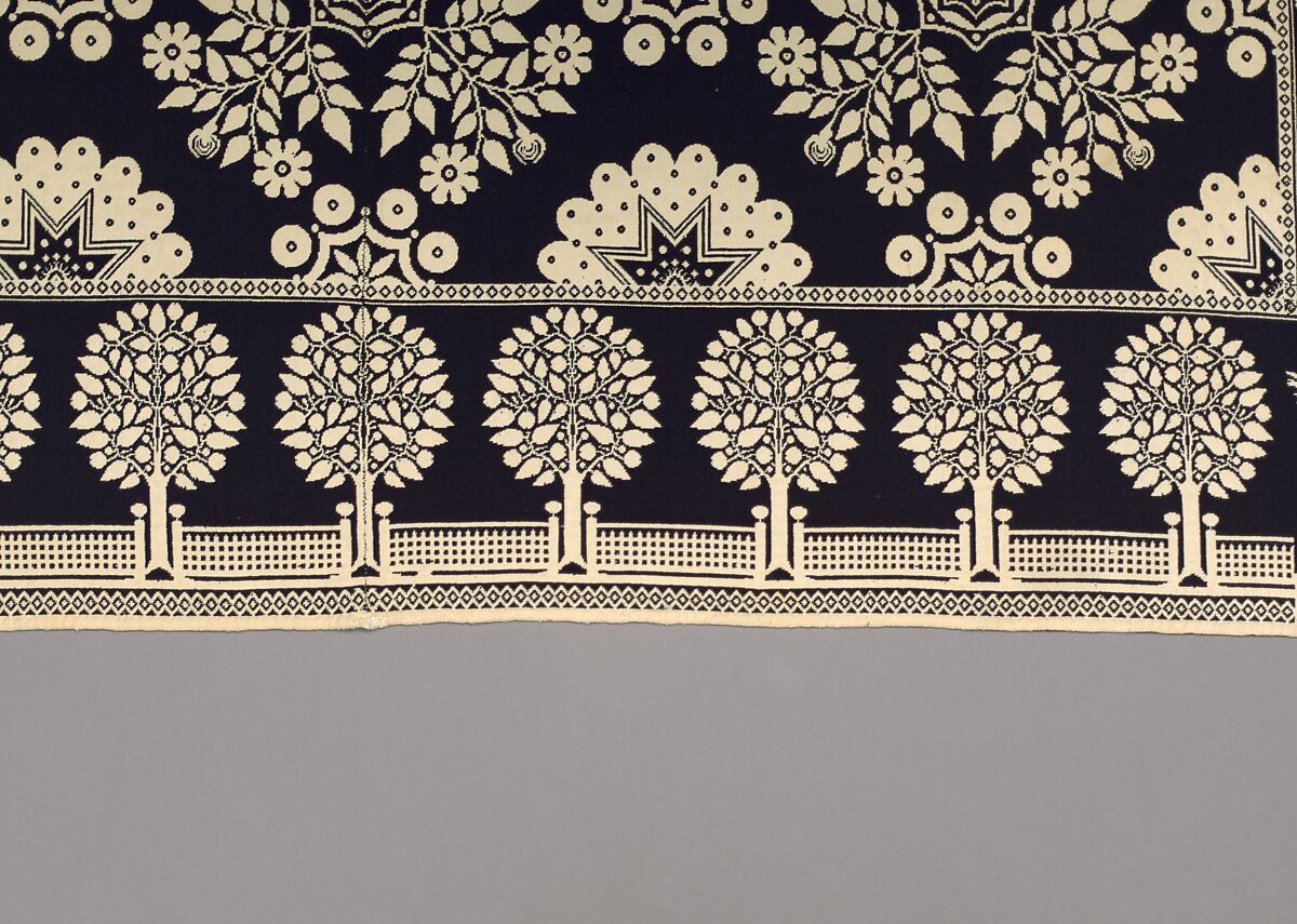 Coverlet, Harry Tyler (1801–1858), Wool and cotton, woven, American