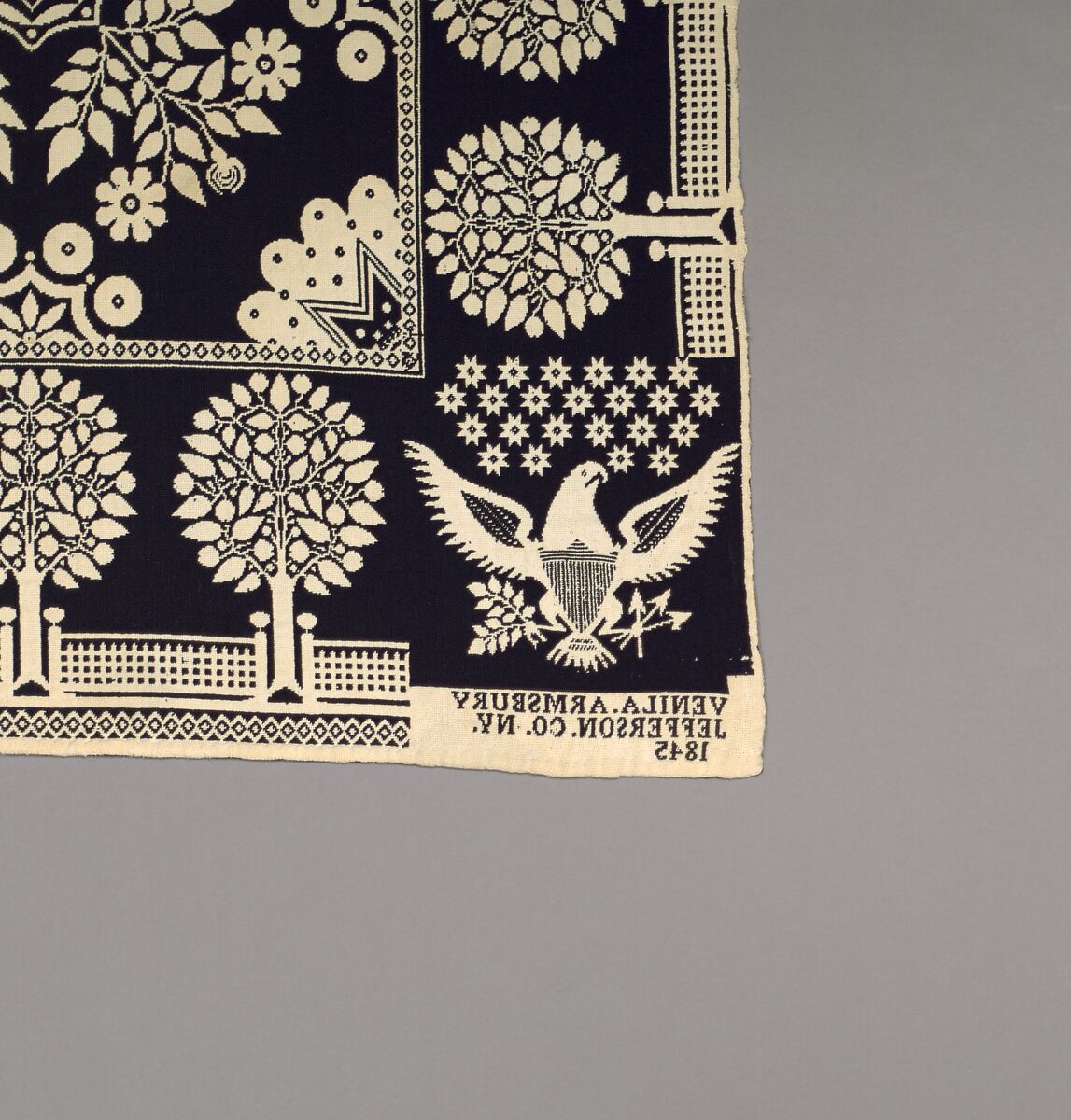 Coverlet, Harry Tyler (1801–1858), Wool and cotton, woven, American