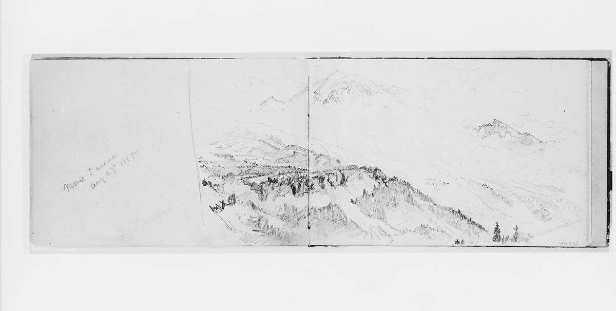 Mount Tacoma Aug 23 1885 (from Sketchbook X), William Trost Richards (American, Philadelphia, Pennsylvania 1833–1905 Newport, Rhode Island), Graphite on off-white wove paper, American 