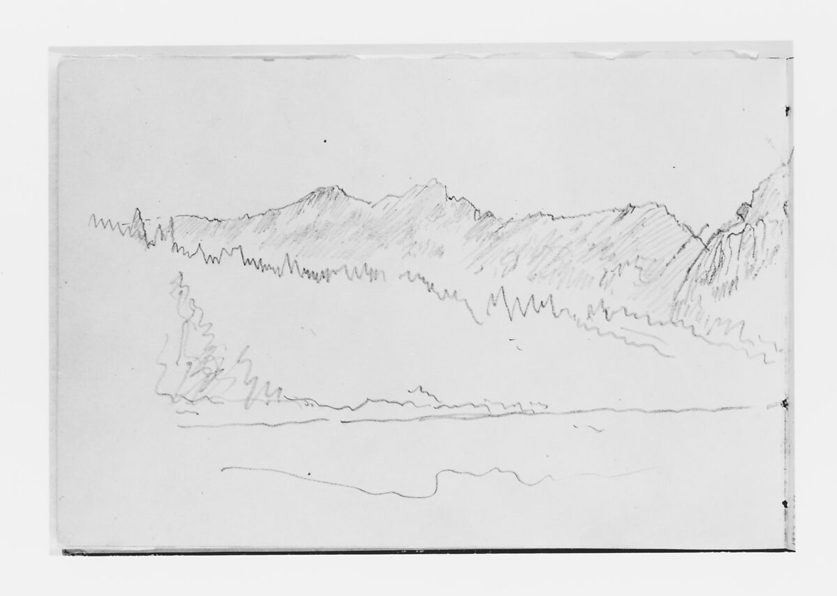 Landscape with Mountains (from Sketchbook X), William Trost Richards (American, Philadelphia, Pennsylvania 1833–1905 Newport, Rhode Island), Graphite on off-white wove paper, American 
