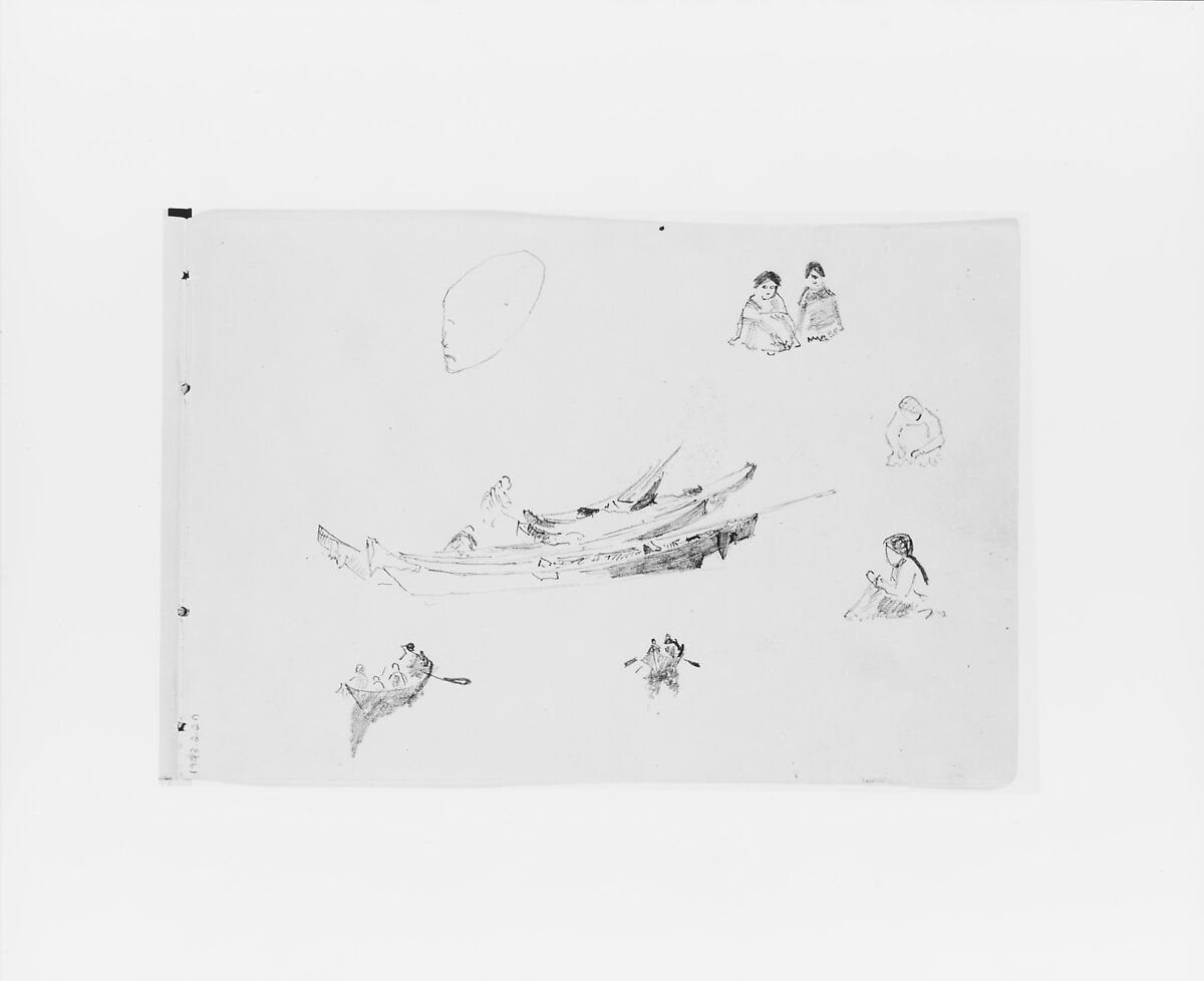 Sketch of  Figures and Boats (from Sketchbook X), William Trost Richards (American, Philadelphia, Pennsylvania 1833–1905 Newport, Rhode Island), Graphite on off-white wove paper, American 