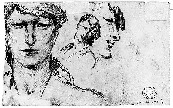 Head, John Singer Sargent (American, Florence 1856–1925 London), Graphite on off-white wove paper, American