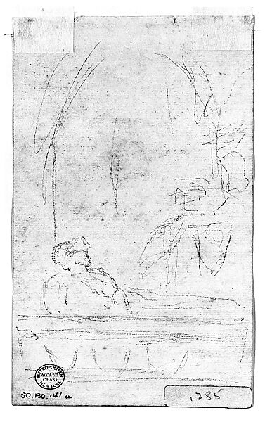 Tomb (?), John Singer Sargent (American, Florence 1856–1925 London), Graphite on off-white wove paper, American