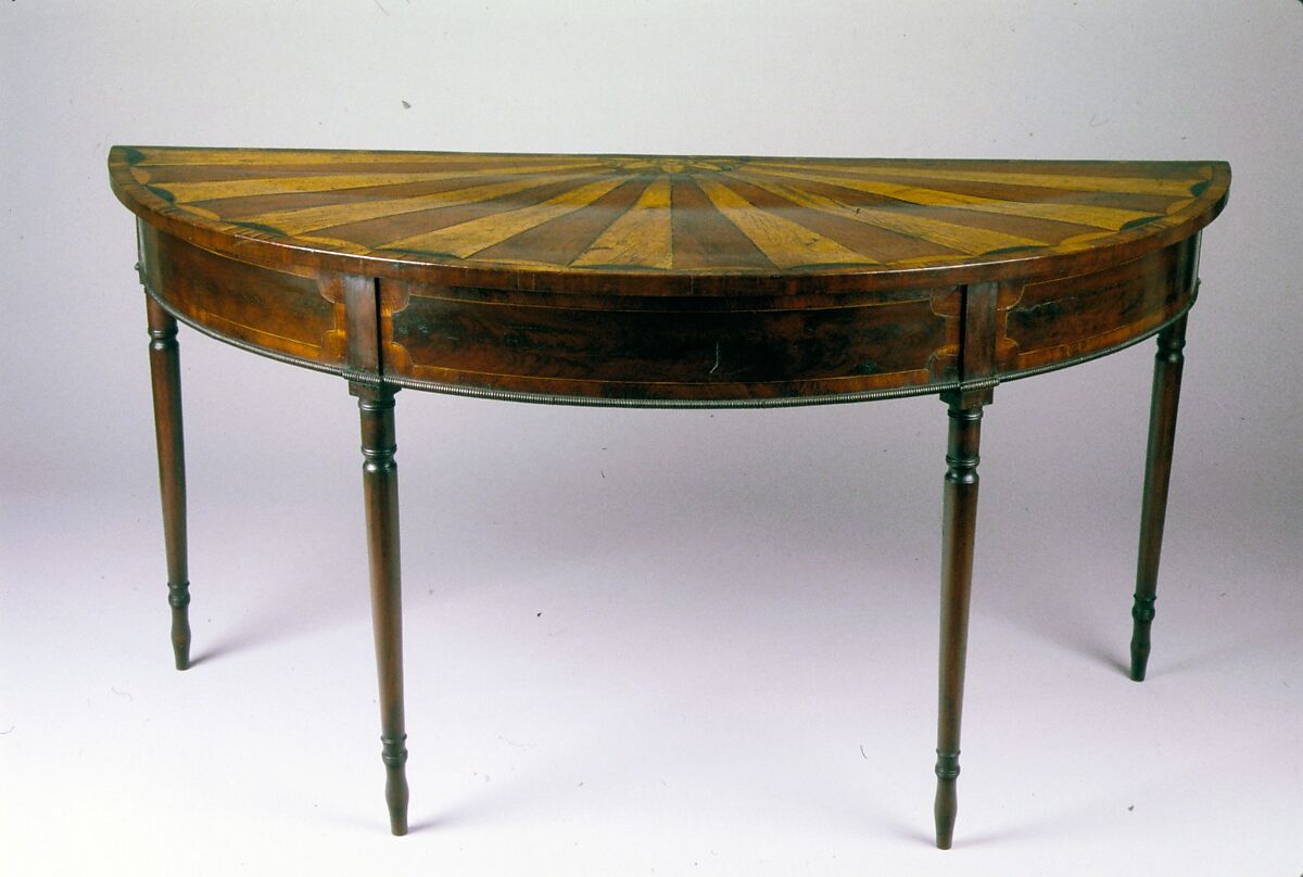 Pier Table, Mahogany and mahogany, maple, casuarina, holly and ebony veneers, American 