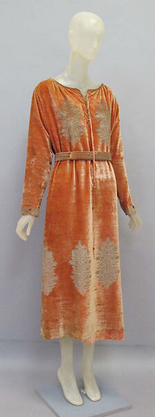 Dress, Fortuny (Italian, founded 1906), silk, metal, glass, Italian 