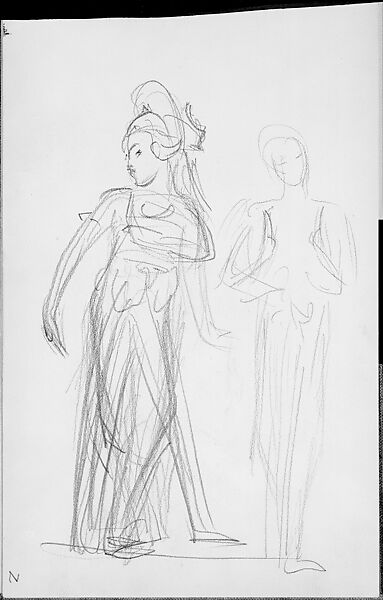 Two Javanese Dancers (from Sketchbook of Javanese Dancers), John Singer Sargent (American, Florence 1856–1925 London), Graphite on off-white wove paper, American 