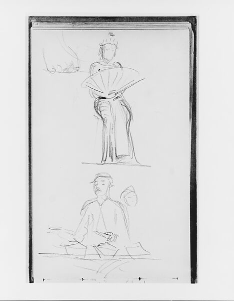 Javanese Dancer with Fan, Foot, Man (from Sketchbook of Javanese Dancers), John Singer Sargent (American, Florence 1856–1925 London), Graphite on off-white wove paper, American 