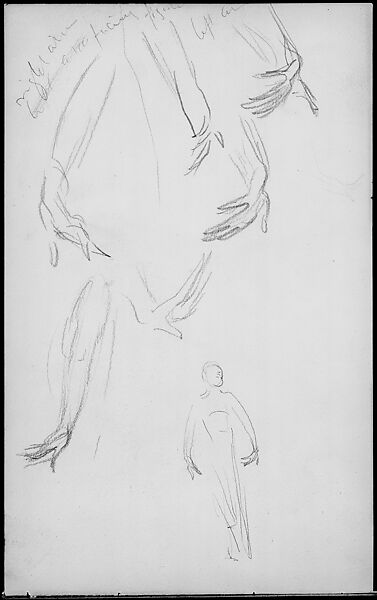 Javanese Dancer, Hand and Arm Positions (from Sketchbook of Javanese Dancers), John Singer Sargent (American, Florence 1856–1925 London), Graphite on off-white wove paper, American 