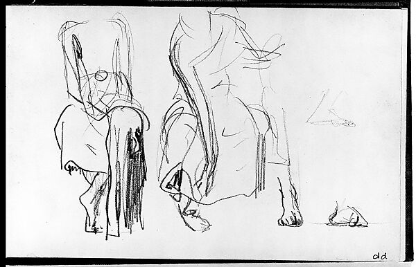 Seated Javanese Dancers (from Sketchbook of Javanese Dancers), John Singer Sargent (American, Florence 1856–1925 London), Graphite on off-white wove paper, American 