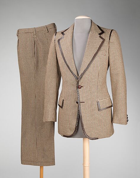 Suit, Valentino (Italian, born 1932), wool, leather, Italian 