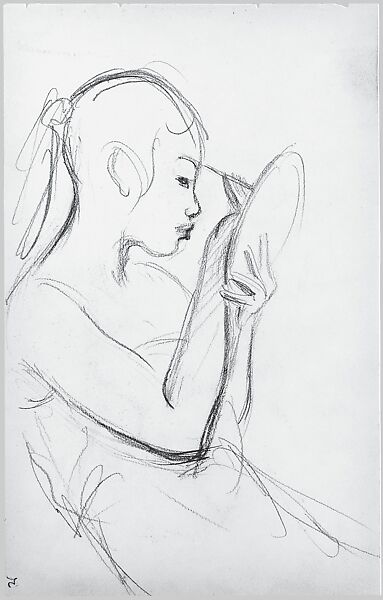 Javanese Dancer Applying Make-up (from Sketchbook of Javanese Dancers), John Singer Sargent (American, Florence 1856–1925 London), Graphite on off-white wove paper, American