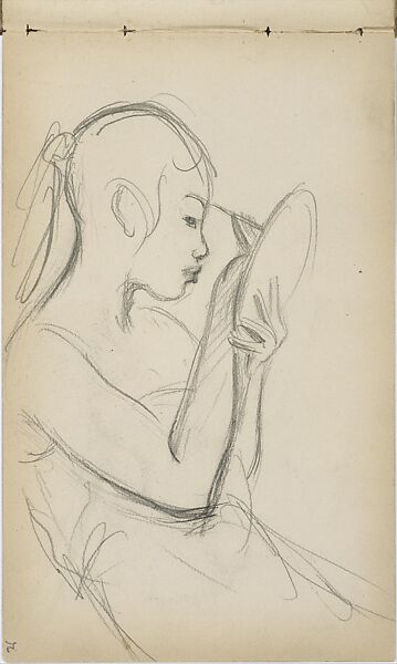 Javanese Dancer Applying Make-up (from Sketchbook of Javanese Dancers), John Singer Sargent (American, Florence 1856–1925 London), Graphite on off-white wove paper, American 