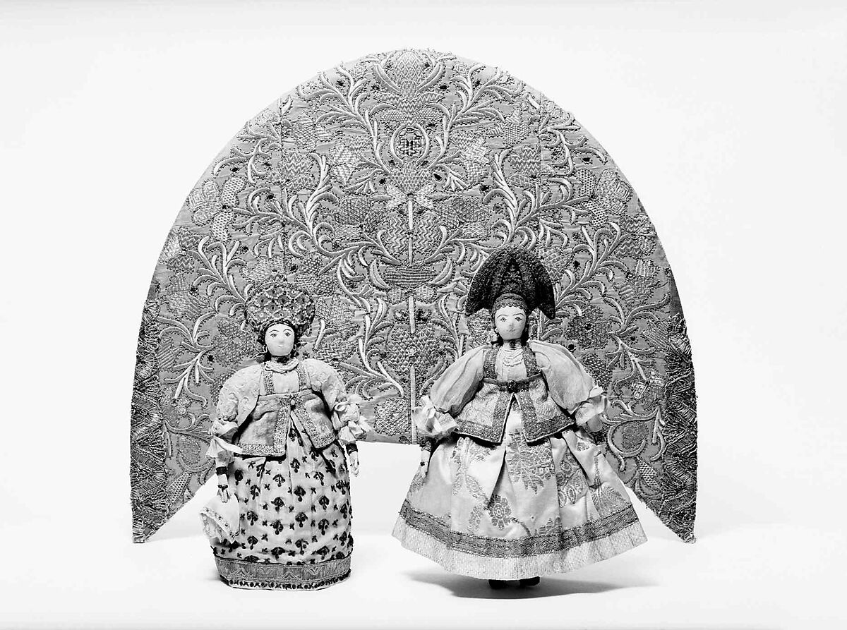 Headdress, silk, metal, cotton, paper, Russian