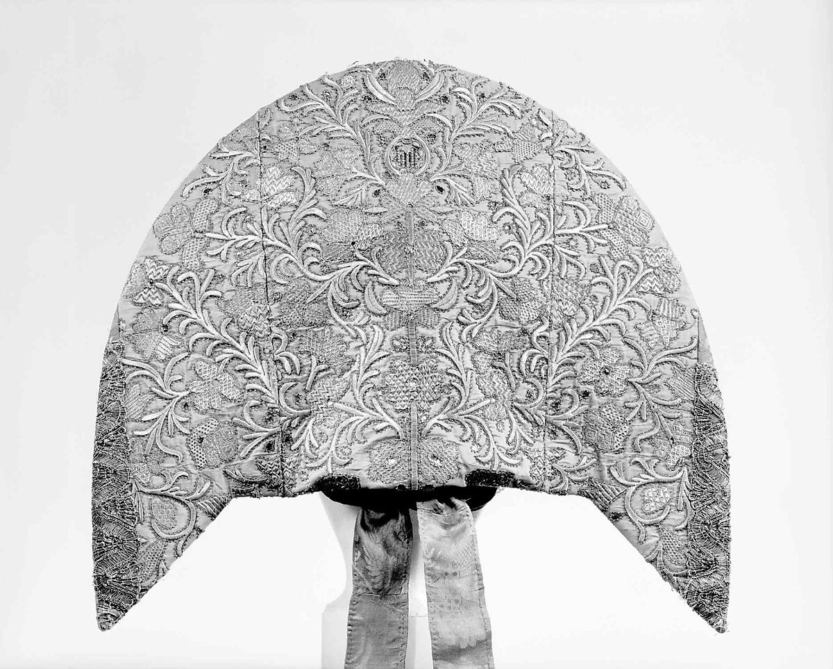 Headdress, silk, metal, cotton, paper, Russian