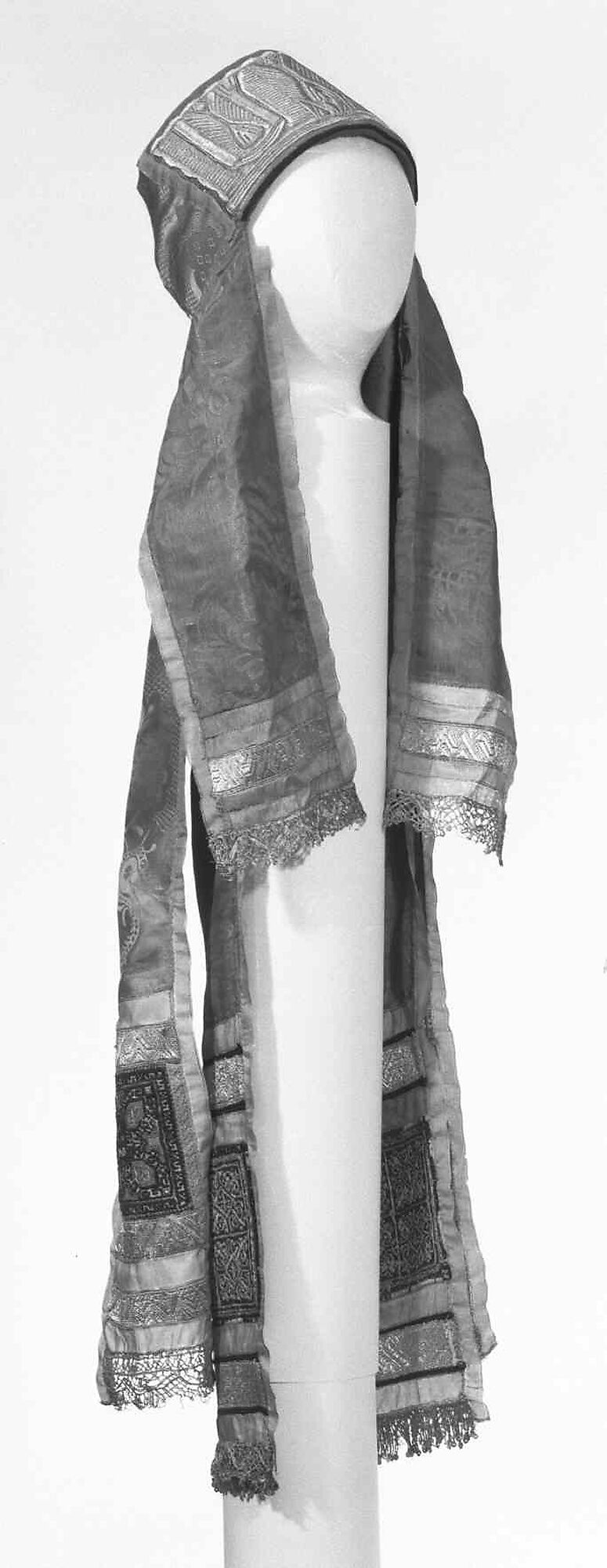 Headdress, silk, metal, paper, Russian