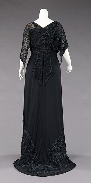 Mourning dress, Charlotte Duclos (French, active ca. 1906–20), silk, jet, glass, French
