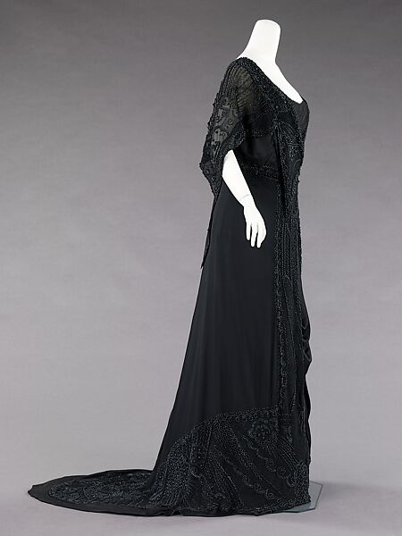 Mourning dress, Charlotte Duclos (French, active ca. 1906–20), silk, jet, glass, French