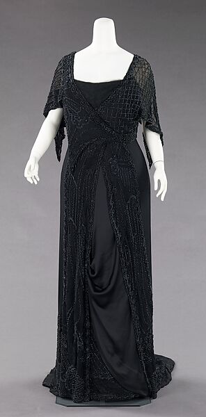 Mourning dress, Charlotte Duclos (French, active ca. 1906–20), silk, jet, glass, French