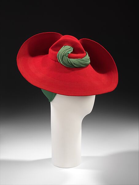 Hat, Sally Victor (American, 1905–1977), wool, synthetic, American
