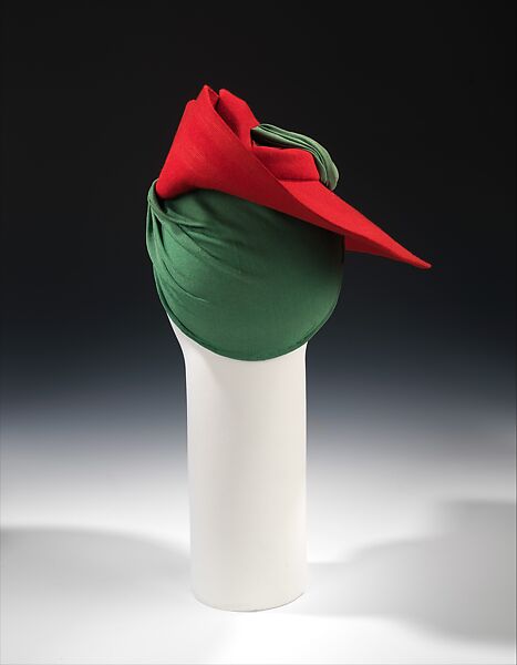 Hat, Sally Victor (American, 1905–1977), wool, synthetic, American