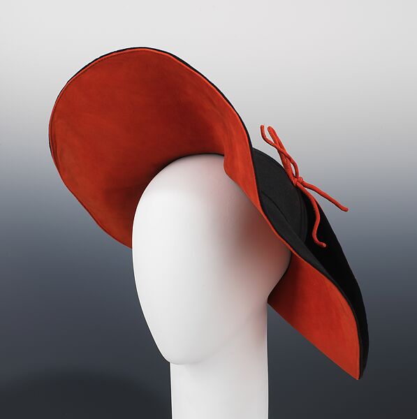 Hat, Sally Victor (American, 1905–1977), wool, leather, American 