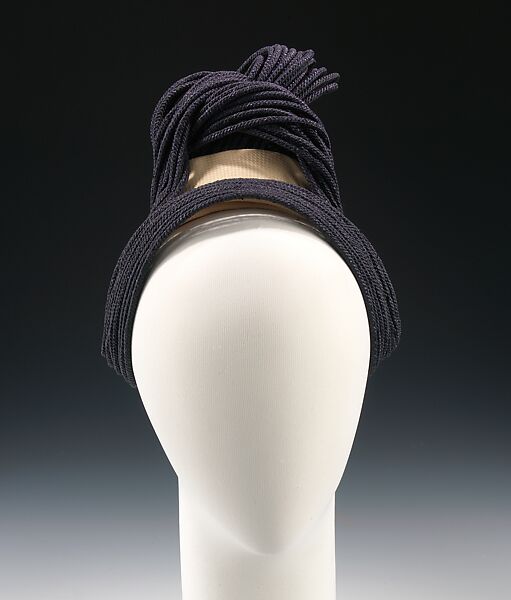 Hat, Sally Victor (American, 1905–1977), straw, cotton, American 