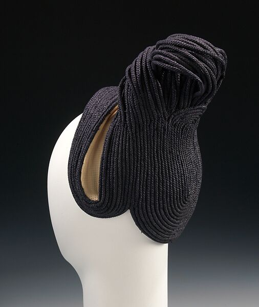 Hat, Sally Victor (American, 1905–1977), straw, cotton, American