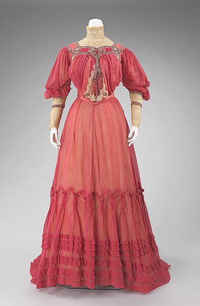 Afternoon dress, Jacques Doucet (French, Paris 1853–1929 Paris), cotton, silk, French 