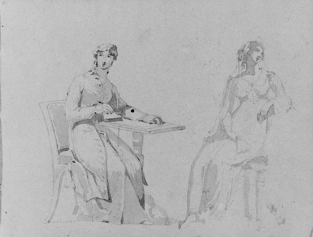 Figure Studies, Thomas Sully (American, Horncastle, Lincolnshire 1783–1872 Philadelphia, Pennsylvania), Ink wash on brown laid paper, American 