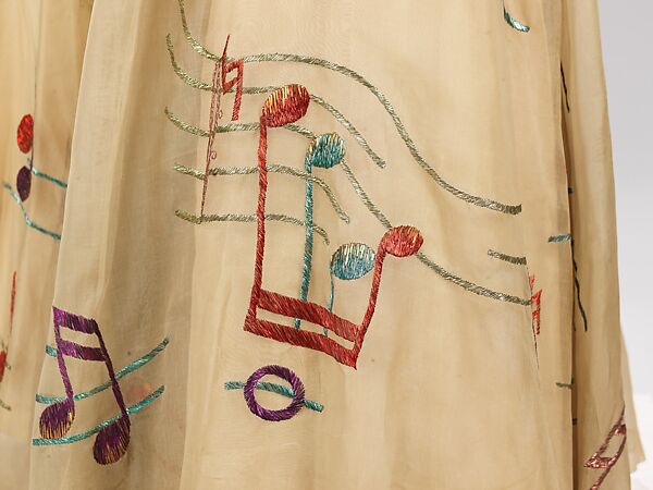 Evening dress, Elsa Schiaparelli (Italian, 1890–1973), silk, leather, plastic, metal, French