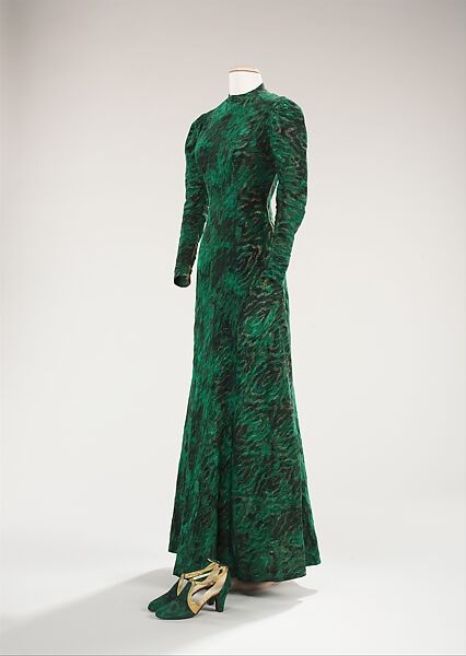 Evening ensemble, Elsa Schiaparelli (Italian, 1890–1973), silk, metal, leather, plastic, French 