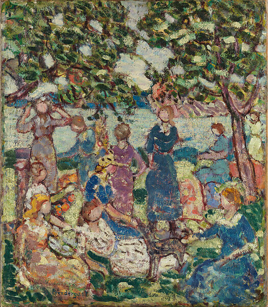 Picnic by the Inlet, Maurice Brazil Prendergast  (American, St. John’s, Newfoundland 1858–1924 New York), Oil on canvas, American 
