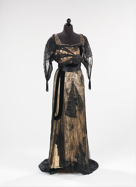 Evening dress, Callot Soeurs (French, active 1895–1937), silk, jet, French 