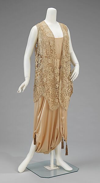 Evening dress, Attributed to Callot Soeurs (French, active 1895–1937), silk, metal, French 