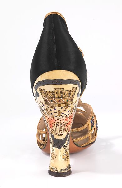 Evening shoes, Delman (American, founded 1919), silk, leather, plastic, rhinestones, American