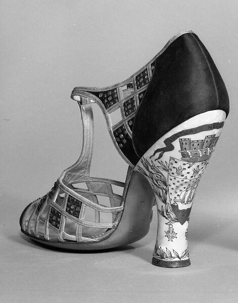 Evening shoes, Delman (American, founded 1919), silk, leather, plastic, rhinestones, American