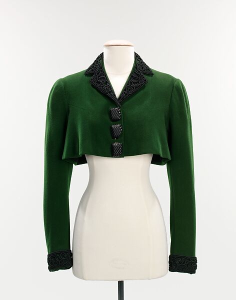 Jacket, Schiaparelli (French, founded 1927), wool, silk, ceramic, French 