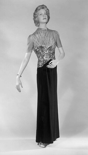 Evening blouse, Schiaparelli (French, founded 1927), silk, metal, French