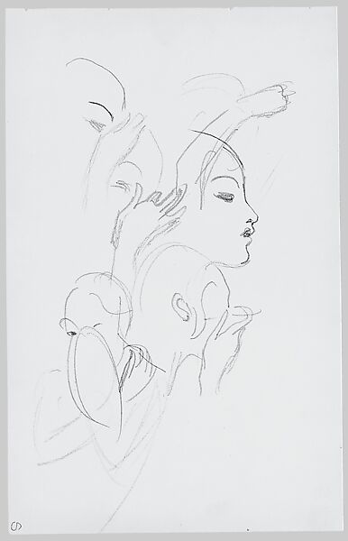 Heads and Faces of Javanese Dancers (from Sketchbook of Javanese Dancers), John Singer Sargent (American, Florence 1856–1925 London), Graphite on off-white wove paper, American