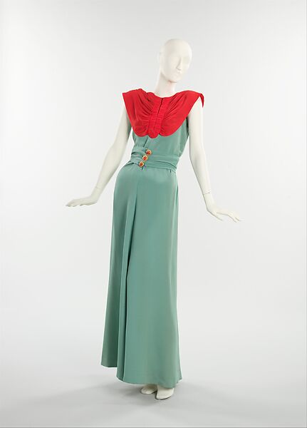 Dinner dress, Elsa Schiaparelli (Italian, 1890–1973), silk, ceramic, plastic, French 